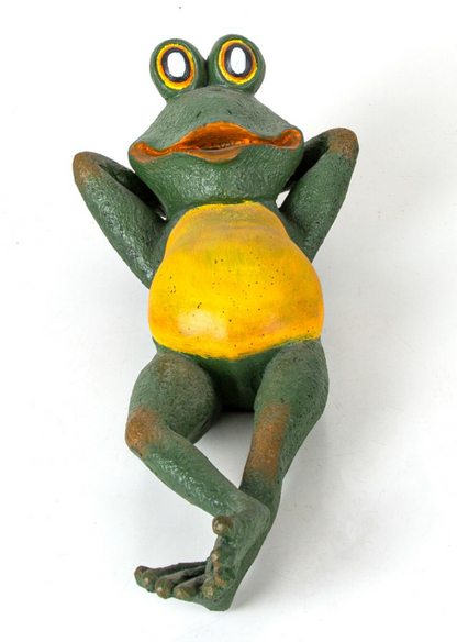 Lying Frog Statue in Swimsuit, Relaxing Frog Figurine, Frog Poolside Statue, Lying Frog Garden Decor, Frog Lounge Statue, Frog Sculpture