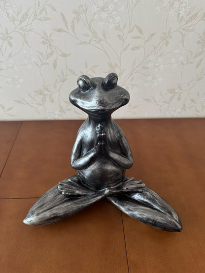 Meditating Frog Sculpture, Frog Statue Lotus Pose, Zen Frog Figurine, Frog Ornament Yoga, Meditating Frog Figurine, Zen Frog Figurine