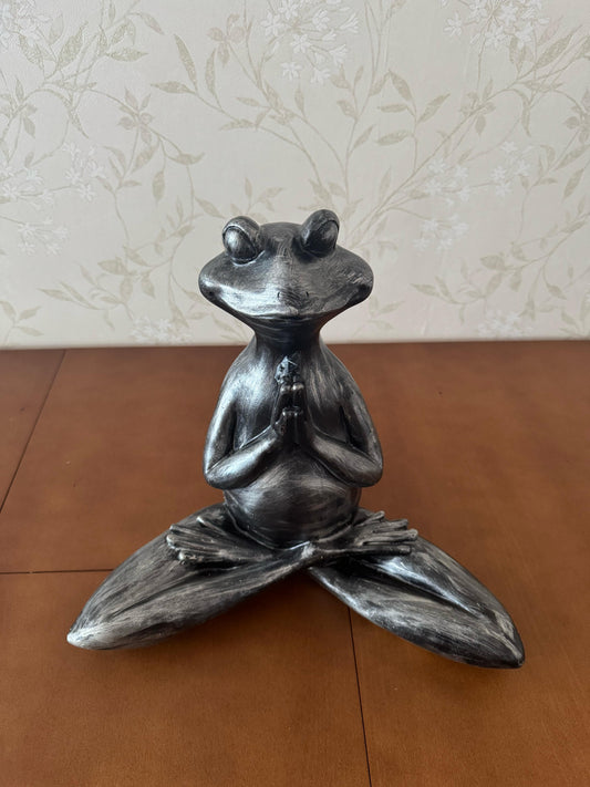 Meditating Frog Sculpture, Frog Statue Lotus Pose, Zen Frog Figurine, Frog Ornament Yoga, Meditating Frog Figurine, Zen Frog Figurine