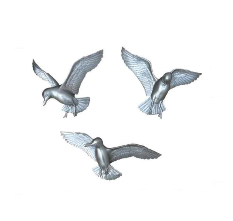 Flying Bird Wall Decor Set, Wall Mounted Bird Sculpture Trio, Set of 3 Bird Wall Hangings, Polyester Bird Wall Art Set, Bird Trio Wall Decor