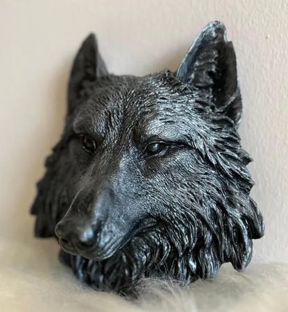 Handmade 3D Wolf Wall Art, Wild Animal Decor, Wolf Head Sculpture, Dog Statue