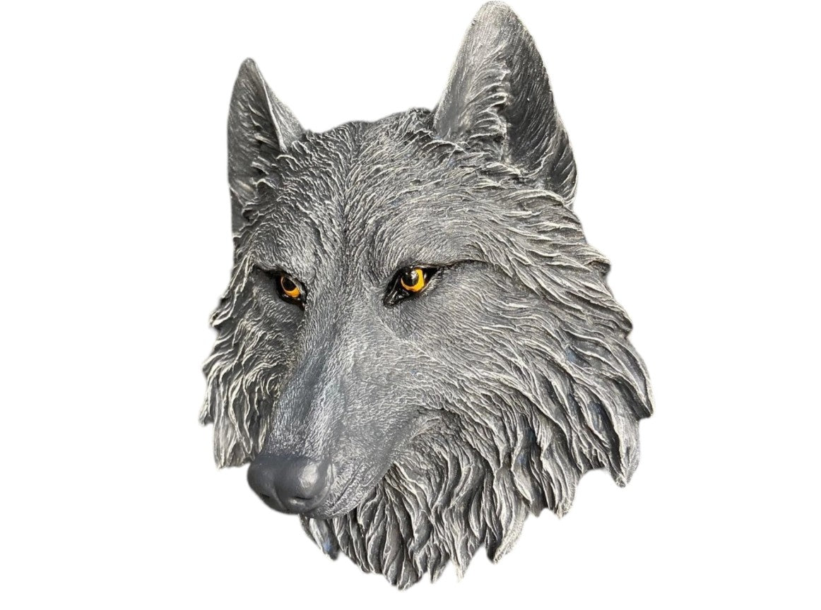 Handmade 3D Wolf Wall Art, Wild Animal Decor, Wolf Head Sculpture, Dog Statue
