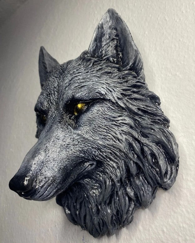 Handmade 3D Wolf Wall Art, Wild Animal Decor, Wolf Head Sculpture, Dog Statue