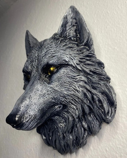 Handmade 3D Wolf Wall Art, Wild Animal Decor, Wolf Head Sculpture, Dog Statue