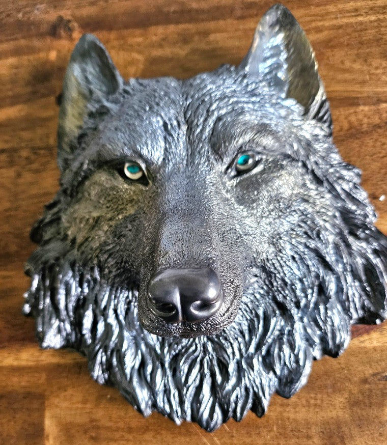Handmade 3D Wolf Wall Art, Wild Animal Decor, Wolf Head Sculpture, Dog Statue