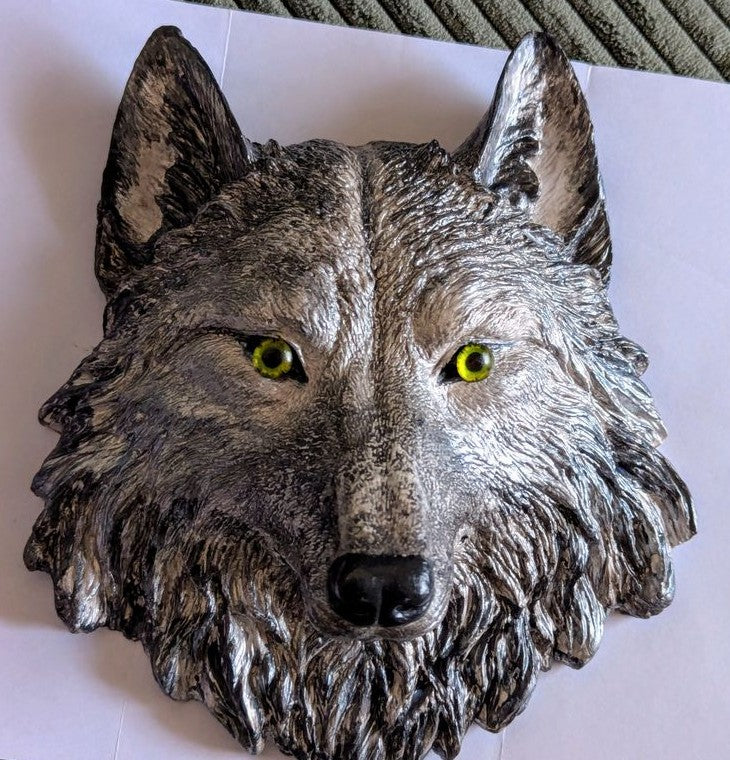 Handmade 3D Wolf Wall Art, Wild Animal Decor, Wolf Head Sculpture, Dog Statue