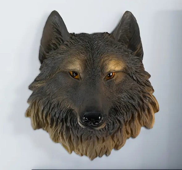 Handmade 3D Wolf Wall Art, Wild Animal Decor, Wolf Head Sculpture, Dog Statue