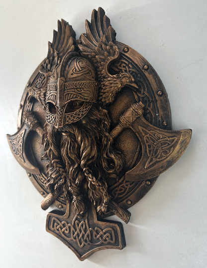 3D Viking Wall Sculpture, Viking Wall Art, Polyester Viking Wall Statue, 3D Norse Viking Head Wall Statue, Viking Warrior Wall Sculpture