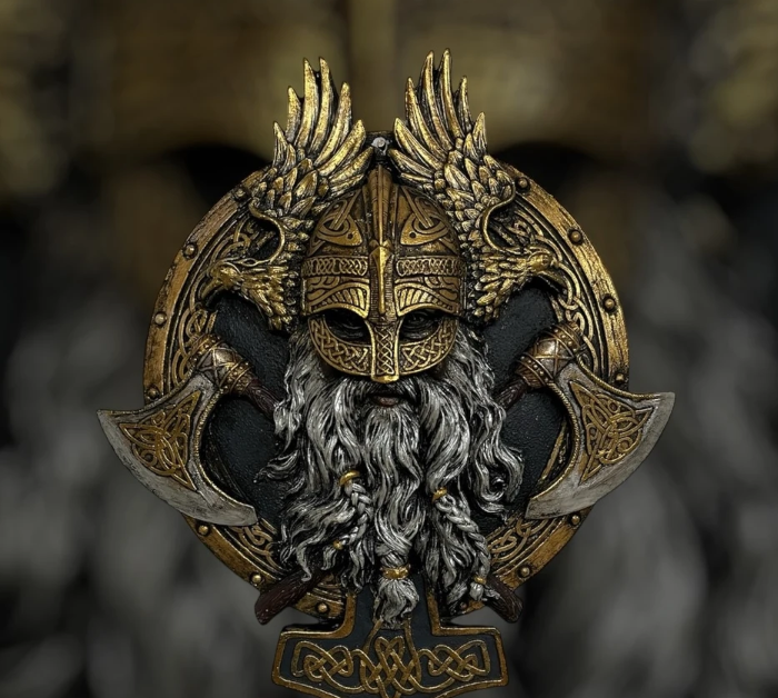 3D Viking Wall Sculpture, Viking Wall Art, Polyester Viking Wall Statue, 3D Norse Viking Head Wall Statue, Viking Warrior Wall Sculpture