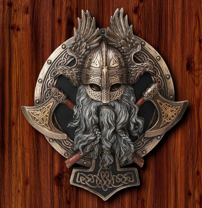 3D Viking Wall Sculpture, Viking Wall Art, Polyester Viking Wall Statue, 3D Norse Viking Head Wall Statue, Viking Warrior Wall Sculpture
