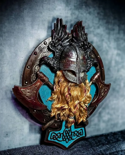 3D Viking Wall Sculpture, Viking Wall Art, Polyester Viking Wall Statue, 3D Norse Viking Head Wall Statue, Viking Warrior Wall Sculpture