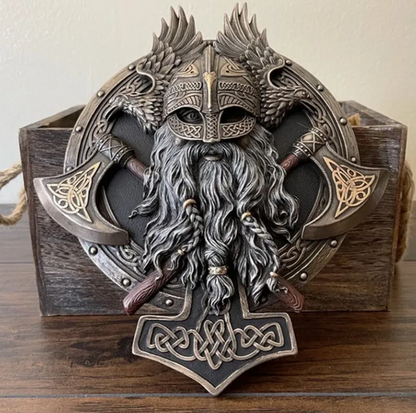 3D Viking Wall Sculpture, Viking Wall Art, Polyester Viking Wall Statue, 3D Norse Viking Head Wall Statue, Viking Warrior Wall Sculpture
