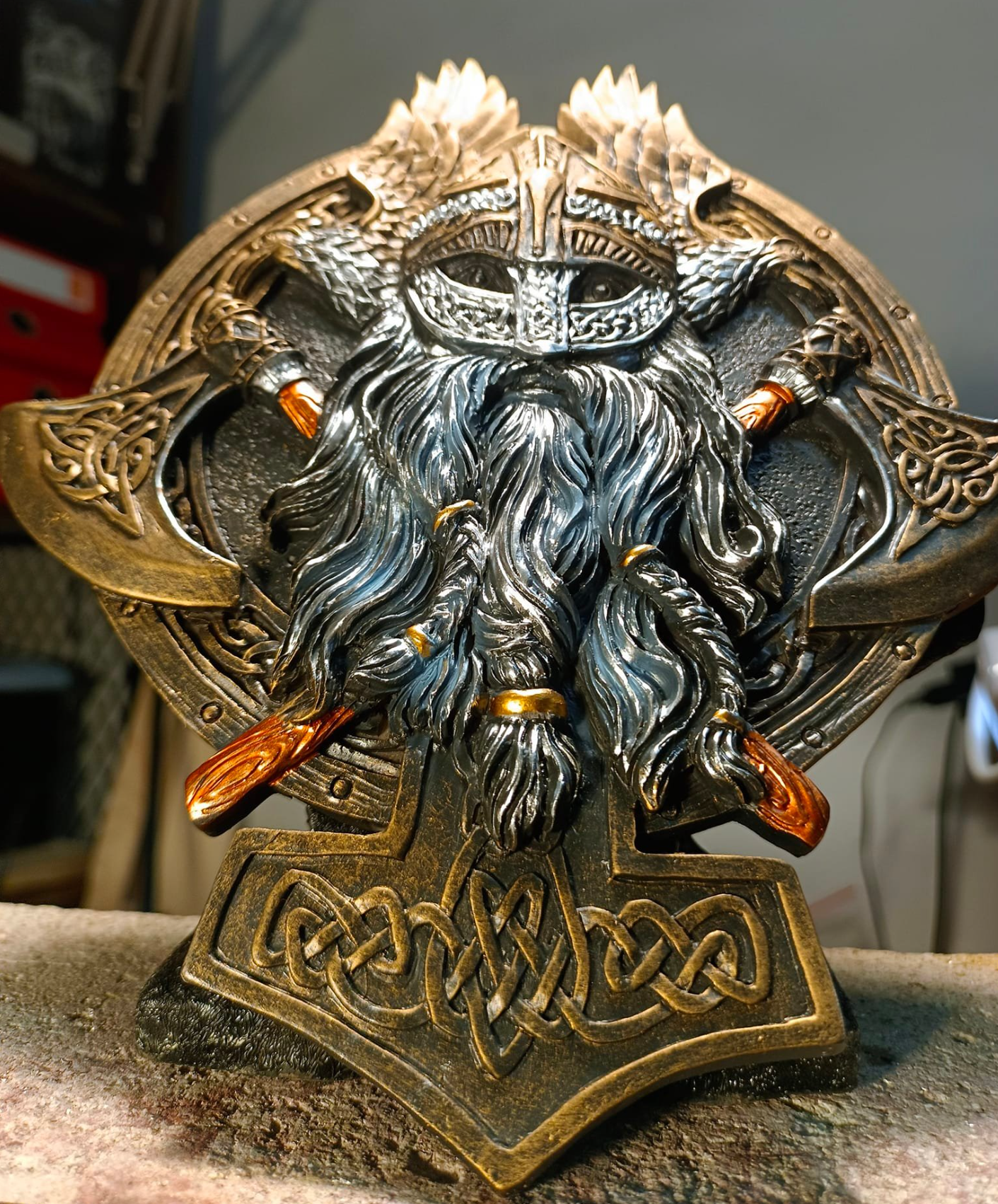 3D Viking Wall Sculpture, Viking Wall Art, Polyester Viking Wall Statue, 3D Norse Viking Head Wall Statue, Viking Warrior Wall Sculpture