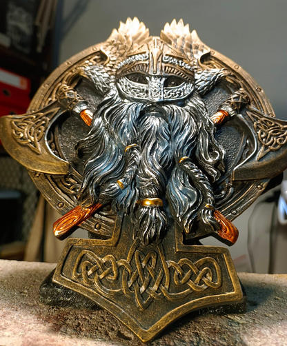 3D Viking Wall Sculpture, Viking Wall Art, Polyester Viking Wall Statue, 3D Norse Viking Head Wall Statue, Viking Warrior Wall Sculpture