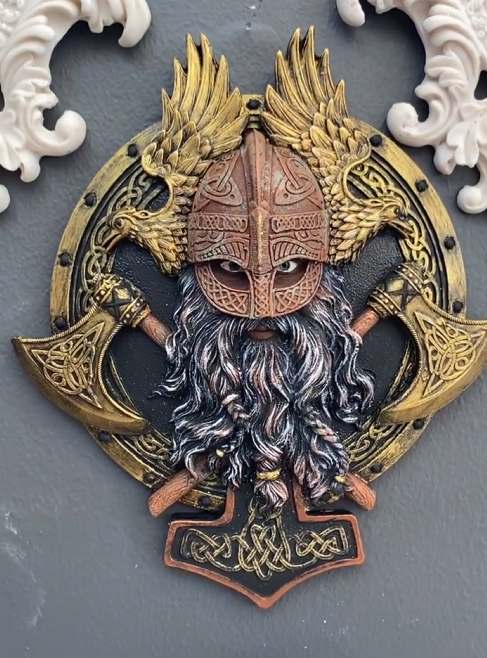 3D Viking Wall Sculpture, Viking Wall Art, Polyester Viking Wall Statue, 3D Norse Viking Head Wall Statue, Viking Warrior Wall Sculpture