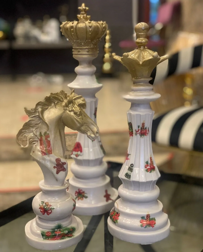 Chess Statues Set of 3, Chess Art Sculptures, Decorative Chess Statues, Chess Sculpture, Chess Lover Gift Set, Chess Decor, Chess Statue, Chess Decor, Chess Objects