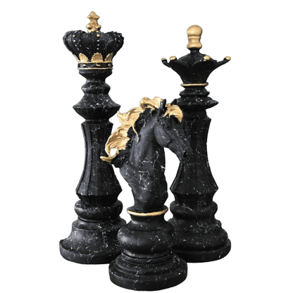 Chess Statues Set of 3, Chess Art Sculptures, Decorative Chess Statues, Chess Sculpture, Chess Lover Gift Set, Chess Decor, Chess Statue, Chess Decor, Chess Objects