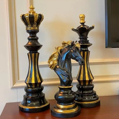 Chess Statues Set of 3, Chess Art Sculptures, Decorative Chess Statues, Chess Sculpture, Chess Lover Gift Set, Chess Decor, Chess Statue, Chess Decor, Chess Objects