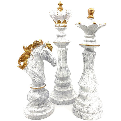 Chess Statues Set of 3, Chess Art Sculptures, Decorative Chess Statues, Chess Sculpture, Chess Lover Gift Set, Chess Decor, Chess Statue, Chess Decor, Chess Objects