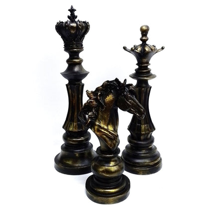 Chess Statues Set of 3, Chess Art Sculptures, Decorative Chess Statues, Chess Sculpture, Chess Lover Gift Set, Chess Decor, Chess Statue, Chess Decor, Chess Objects