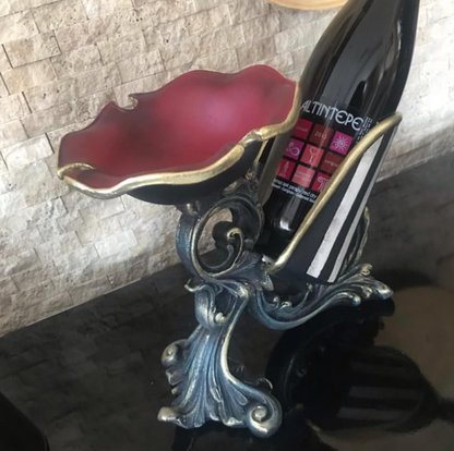 Vintage Style Wine Bottle Holder, Elegant Baroque Style Wine Rack, Sophisticated Wine Rack, Artistic Wine Rack Sculpture, Wine Rack Statue