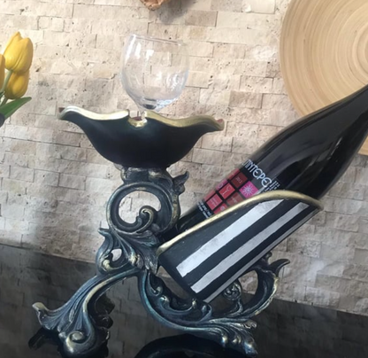Vintage Style Wine Bottle Holder, Elegant Baroque Style Wine Rack, Sophisticated Wine Rack, Artistic Wine Rack Sculpture, Wine Rack Statue