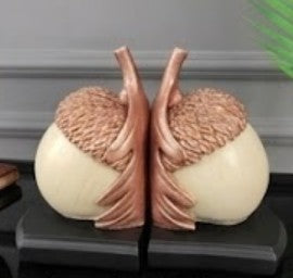 Rustic Acorn Bookends, Nature-Inspired Book Stoppers, Oak Leaf Bookend Set, Woodland Home Decor, Acorn Bookends Set, Oak Leaf Bookends, Acorn Bookshelf, Oak Leaf Bookshelf