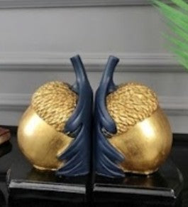 Rustic Acorn Bookends, Nature-Inspired Book Stoppers, Oak Leaf Bookend Set, Woodland Home Decor, Acorn Bookends Set, Oak Leaf Bookends, Acorn Bookshelf, Oak Leaf Bookshelf