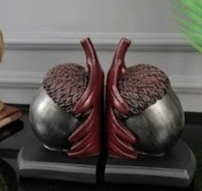 Rustic Acorn Bookends, Nature-Inspired Book Stoppers, Oak Leaf Bookend Set, Woodland Home Decor, Acorn Bookends Set, Oak Leaf Bookends, Acorn Bookshelf, Oak Leaf Bookshelf