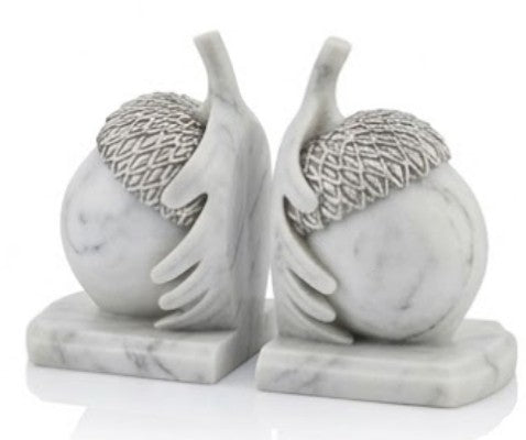Rustic Acorn Bookends, Nature-Inspired Book Stoppers, Oak Leaf Bookend Set, Woodland Home Decor, Acorn Bookends Set, Oak Leaf Bookends, Acorn Bookshelf, Oak Leaf Bookshelf