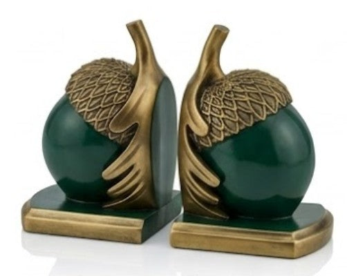 Rustic Acorn Bookends, Nature-Inspired Book Stoppers, Oak Leaf Bookend Set, Woodland Home Decor, Acorn Bookends Set, Oak Leaf Bookends, Acorn Bookshelf, Oak Leaf Bookshelf
