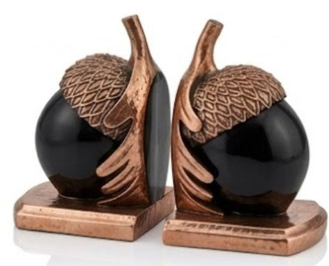 Rustic Acorn Bookends, Nature-Inspired Book Stoppers, Oak Leaf Bookend Set, Woodland Home Decor, Acorn Bookends Set, Oak Leaf Bookends, Acorn Bookshelf, Oak Leaf Bookshelf