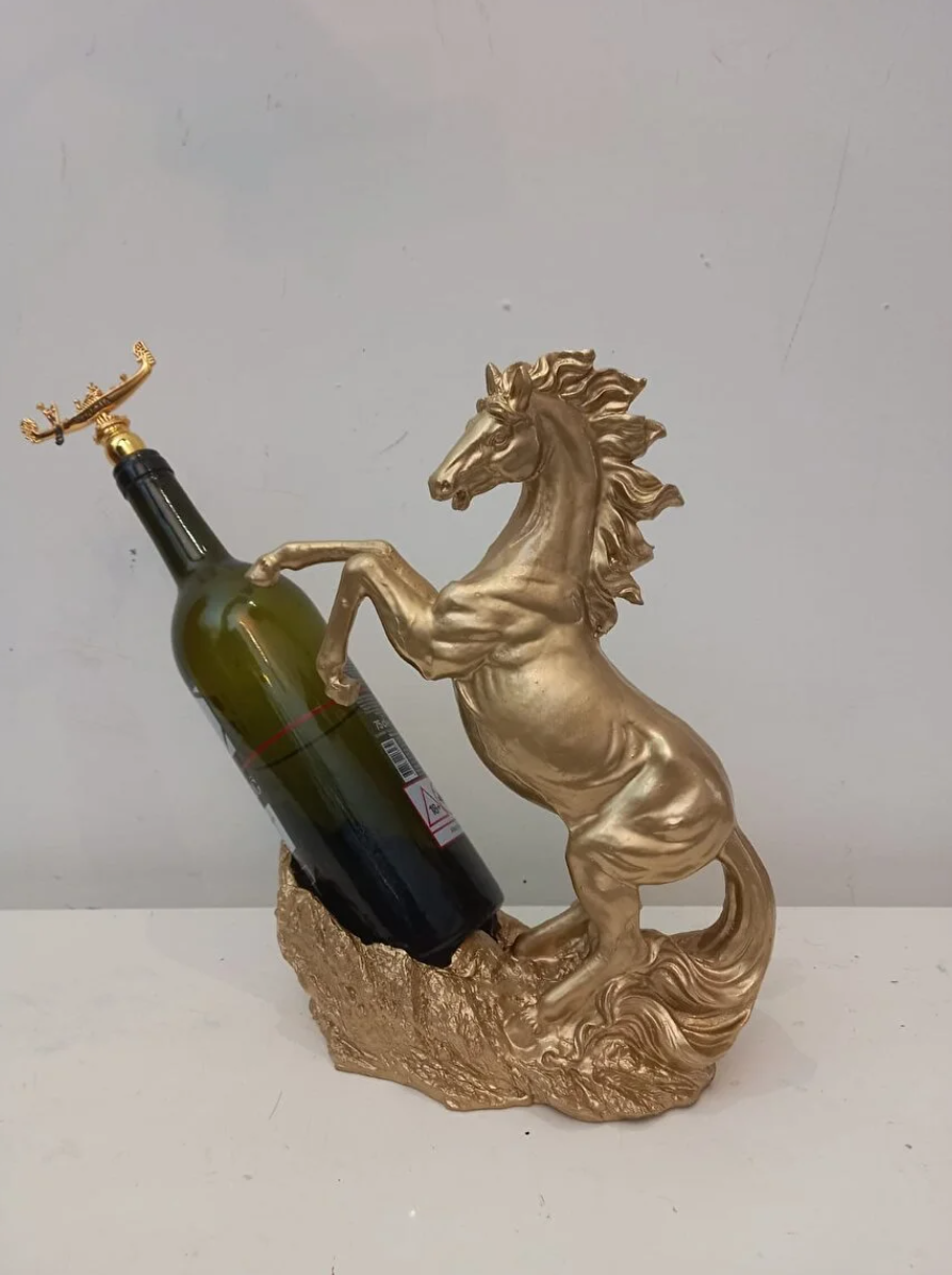 Rearing Horse Wine Rack, Polyester Horse Wine Holder, Equestrian Wine Rack Sculpture, Horse Standing Wine Rack, Polyester Horse Wine Rack