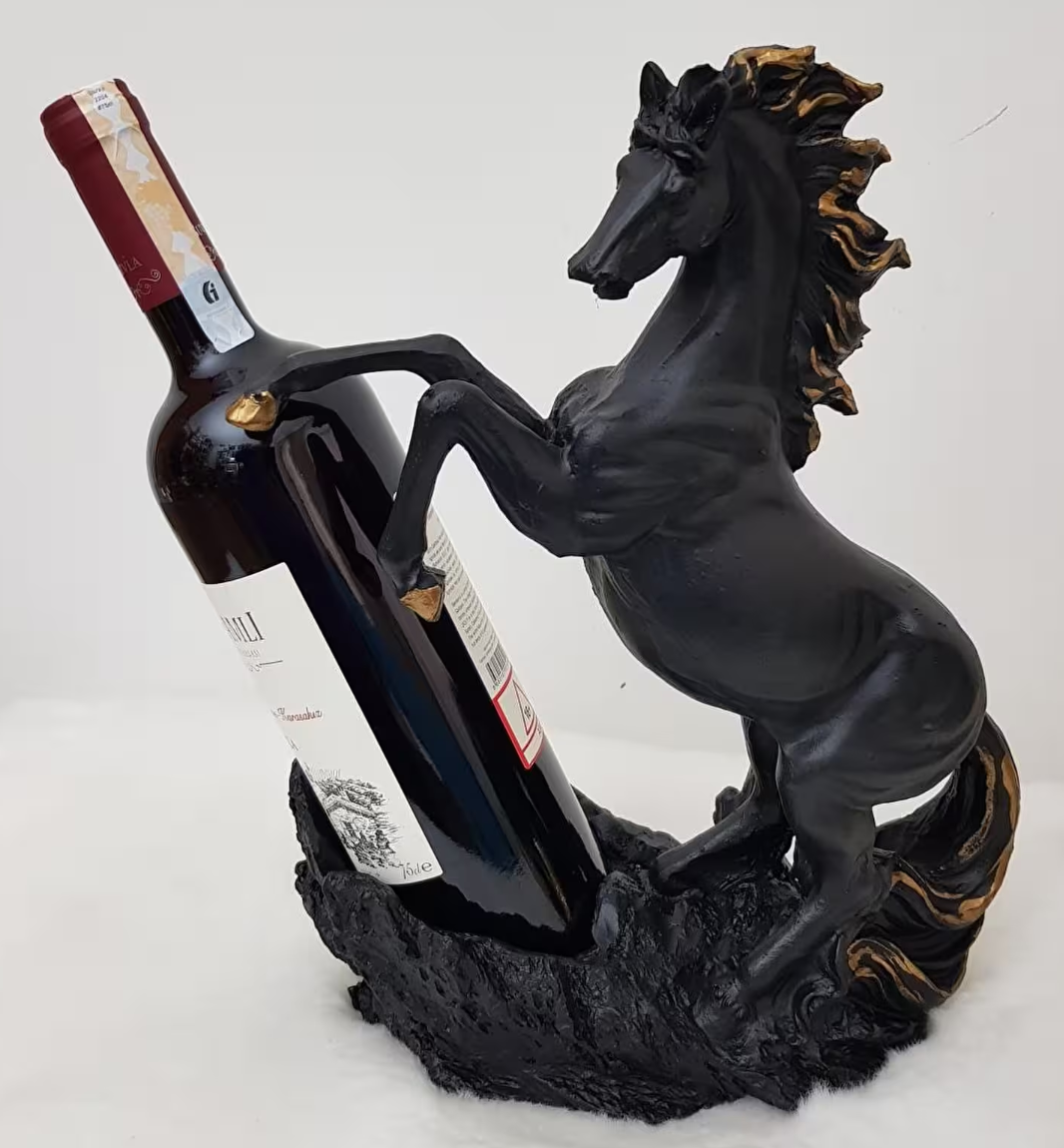 Rearing Horse Wine Rack, Polyester Horse Wine Holder, Equestrian Wine Rack Sculpture, Horse Standing Wine Rack, Polyester Horse Wine Rack
