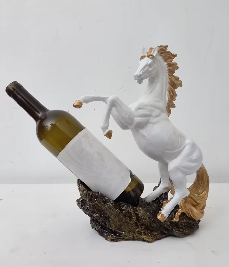 Rearing Horse Wine Rack, Polyester Horse Wine Holder, Equestrian Wine Rack Sculpture, Horse Standing Wine Rack, Polyester Horse Wine Rack