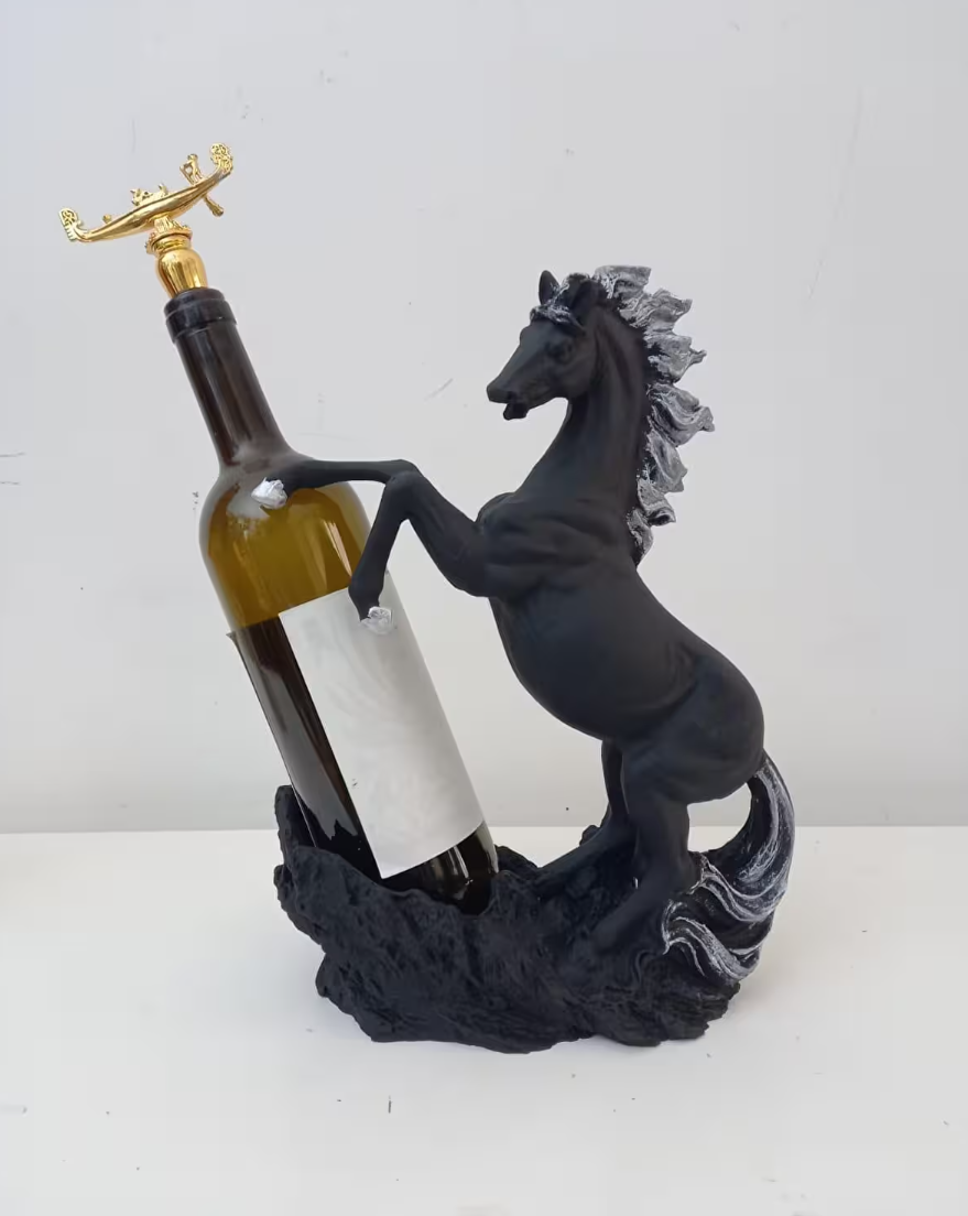 Rearing Horse Wine Rack, Polyester Horse Wine Holder, Equestrian Wine Rack Sculpture, Horse Standing Wine Rack, Polyester Horse Wine Rack