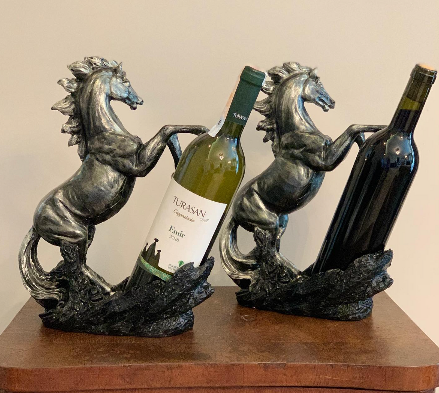 Rearing Horse Wine Rack, Polyester Horse Wine Holder, Equestrian Wine Rack Sculpture, Horse Standing Wine Rack, Polyester Horse Wine Rack