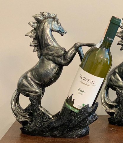 Rearing Horse Wine Rack, Polyester Horse Wine Holder, Equestrian Wine Rack Sculpture, Horse Standing Wine Rack, Polyester Horse Wine Rack