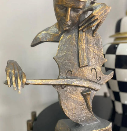 Handmade Abstract Cellist Decor, Musician Sculpture, Handmade Cellist Statue, Modern Music Art Decor, Abstract Cello Sculpture, Cello Statue