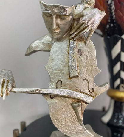 Handmade Abstract Cellist Decor, Musician Sculpture, Handmade Cellist Statue, Modern Music Art Decor, Abstract Cello Sculpture, Cello Statue
