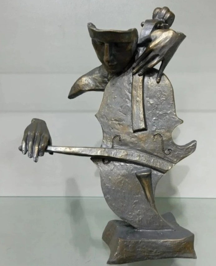 Handmade Abstract Cellist Decor, Musician Sculpture, Handmade Cellist Statue, Modern Music Art Decor, Abstract Cello Sculpture, Cello Statue