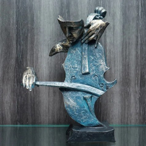 Handmade Abstract Cellist Decor, Musician Sculpture, Handmade Cellist Statue, Modern Music Art Decor, Abstract Cello Sculpture, Cello Statue