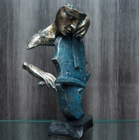 Handmade Abstract Cellist Decor, Musician Sculpture, Handmade Cellist Statue, Modern Music Art Decor, Abstract Cello Sculpture, Cello Statue