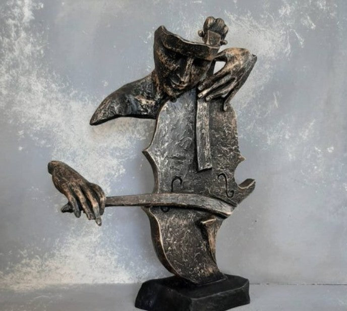 Handmade Abstract Cellist Decor, Musician Sculpture, Handmade Cellist Statue, Modern Music Art Decor, Abstract Cello Sculpture, Cello Statue