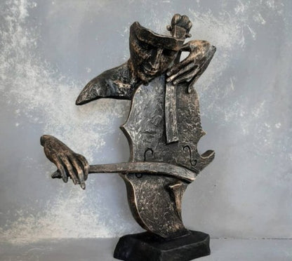 Handmade Abstract Cellist Decor, Musician Sculpture, Handmade Cellist Statue, Modern Music Art Decor, Abstract Cello Sculpture, Cello Statue