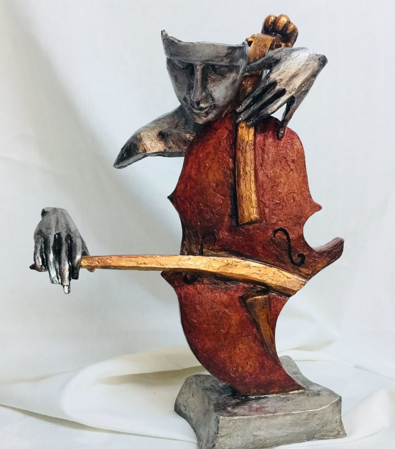 Handmade Abstract Cellist Decor, Musician Sculpture, Handmade Cellist Statue, Modern Music Art Decor, Abstract Cello Sculpture, Cello Statue