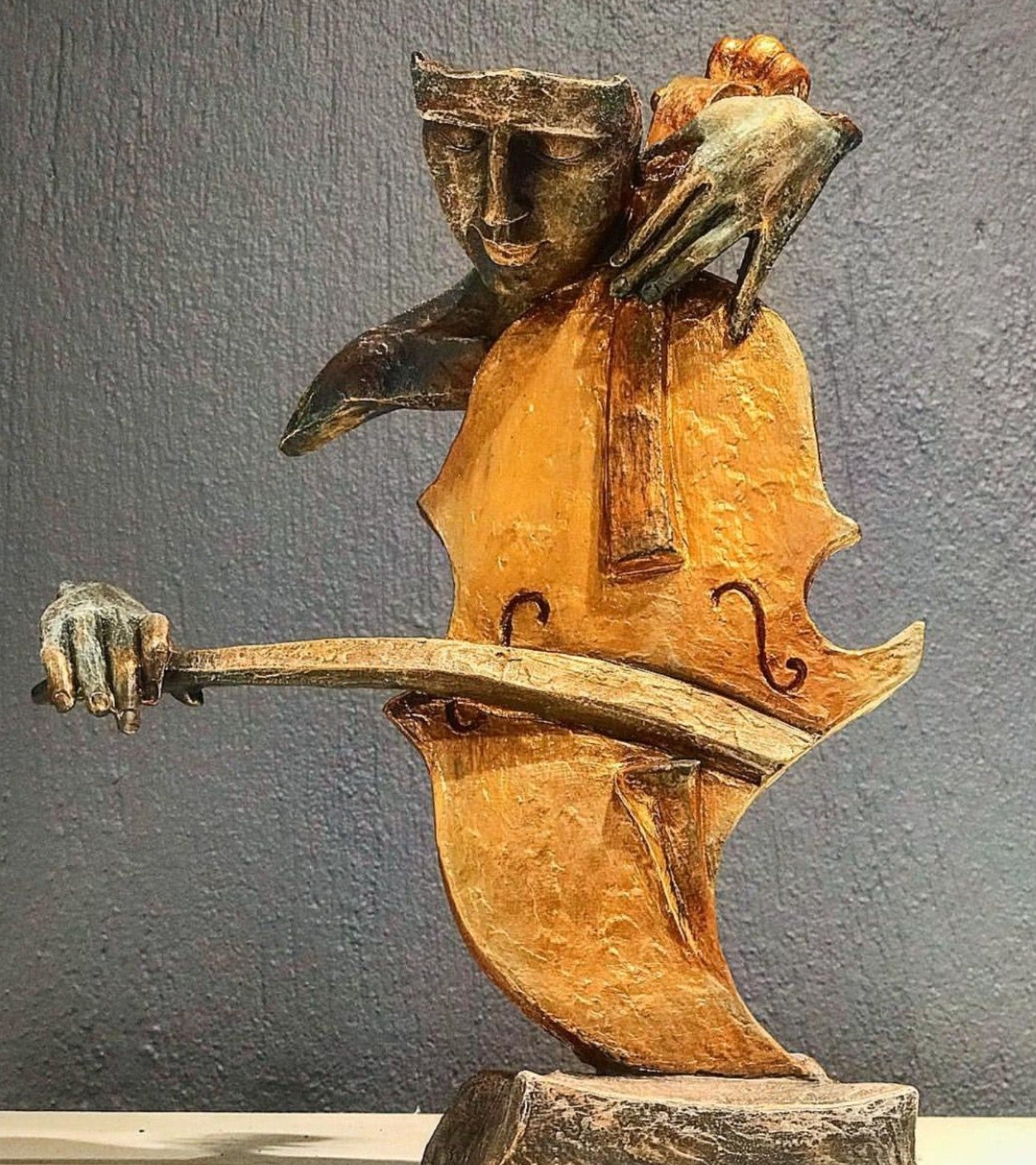 Handmade Abstract Cellist Decor, Musician Sculpture, Handmade Cellist Statue, Modern Music Art Decor, Abstract Cello Sculpture, Cello Statue