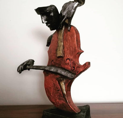 Handmade Abstract Cellist Decor, Musician Sculpture, Handmade Cellist Statue, Modern Music Art Decor, Abstract Cello Sculpture, Cello Statue