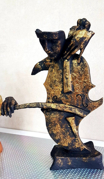 Handmade Abstract Cellist Decor, Musician Sculpture, Handmade Cellist Statue, Modern Music Art Decor, Abstract Cello Sculpture, Cello Statue