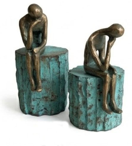 Set di 2 sculture umane del pensatore, scultura umana astratta, arte minimalista della figura umana, scultura d'arte moderna, decorazione dell'uomo pensatore, scultura dell'uomo pensatore, statua dell'uomo pensatore